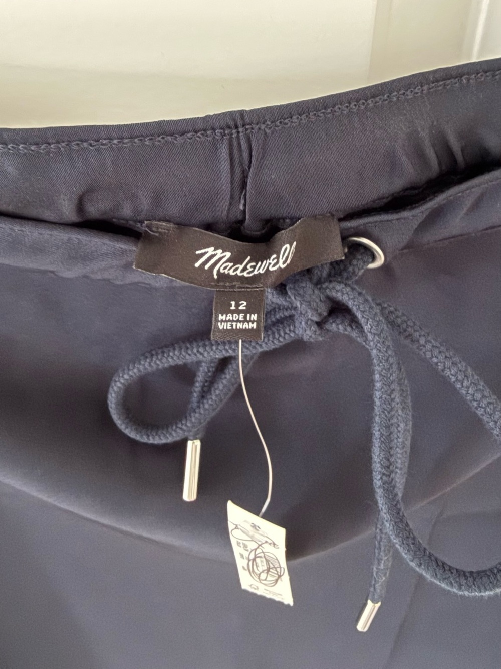MADEWELL Drawstring Satin Midi Slip Skirt in Navy Size 12 🔥NWT🔥 - Picture 6 of 9
